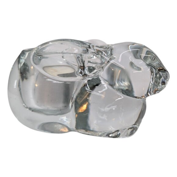 Vtg Rabbit Tealight Candle Holder Clear Glass Bunny 4" - Picture 7 of 15